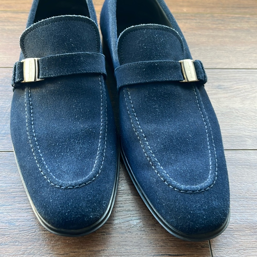 Salvatore Ferragamo blue suede men’s shoes
